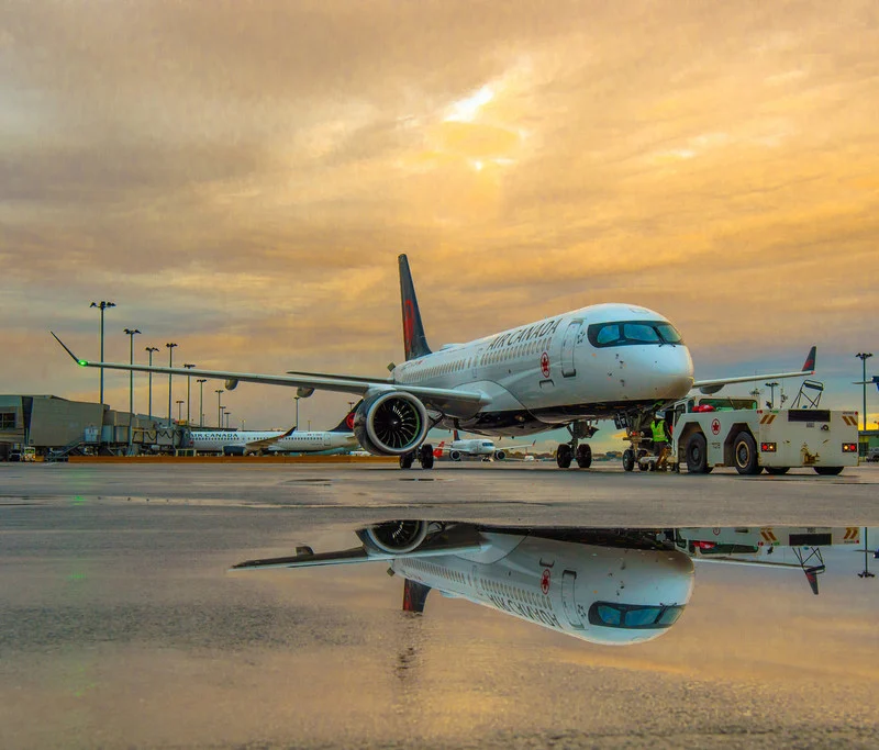 Air Canada aircraft on the airport apron